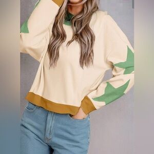 Stylish Cream and Green Women's Top